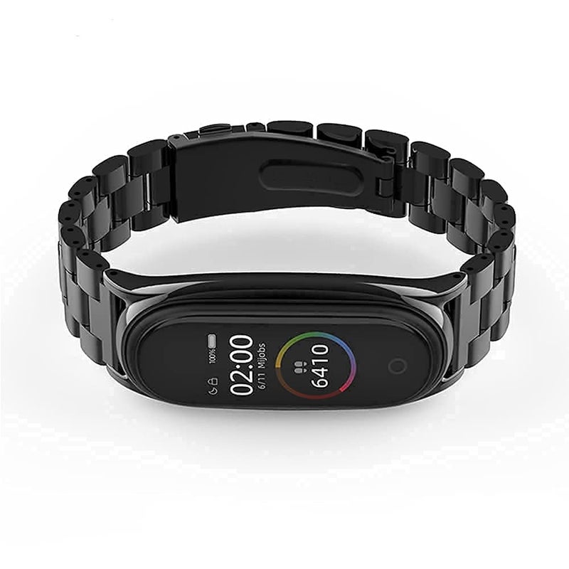 KASTWAVE Mi Band Strap Replacement, Stainless Steel Bracelet for Mi Band 6/5/4/3 (Black) - Image 2