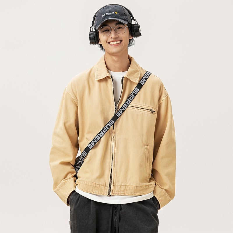 American Retro Heavy Washed Work Jacket Men'S And Women'S Trendy Brand Street Couple Loose Denim Jacket For Men - Image 3