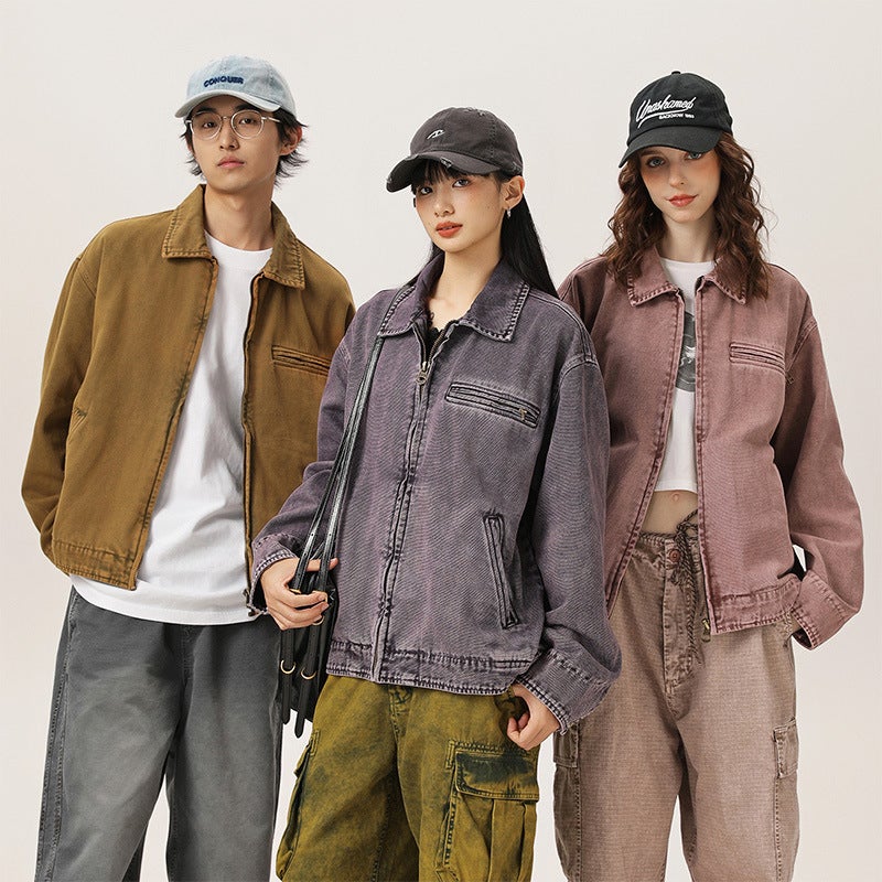 American Retro Heavy Washed Work Jacket Men'S And Women'S Trendy Brand Street Couple Loose Denim Jacket For Men - Image 2