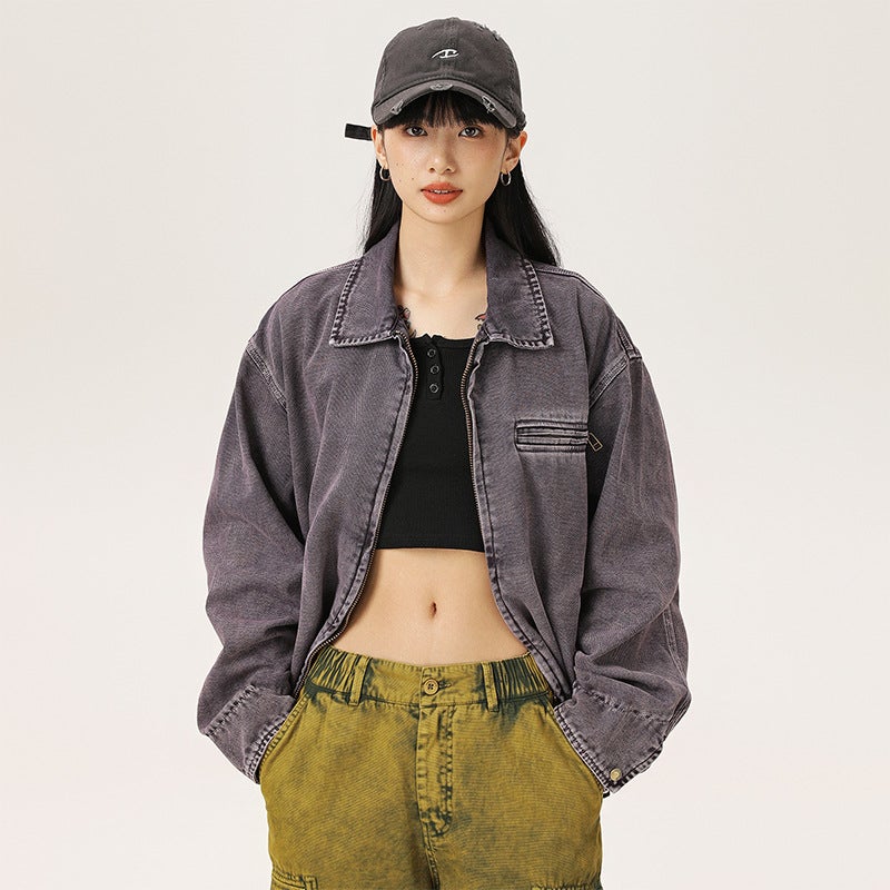 American Retro Heavy Washed Work Jacket Men'S And Women'S Trendy Brand Street Couple Loose Denim Jacket For Men - Image 4