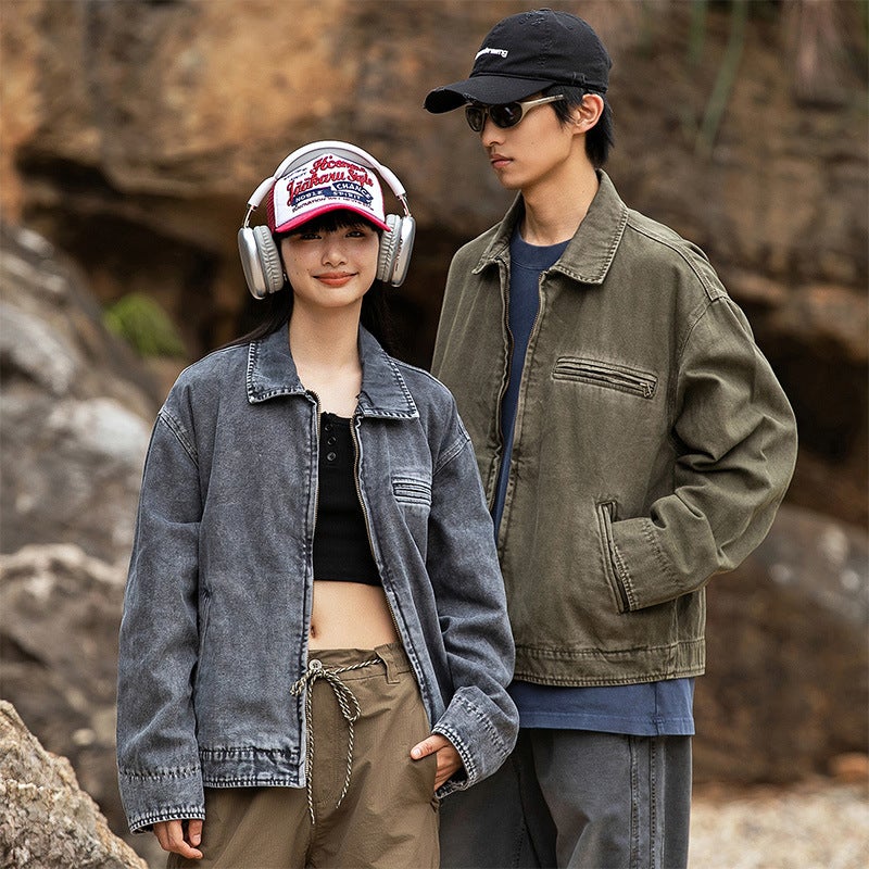 American Retro Heavy Washed Work Jacket Men'S And Women'S Trendy Brand Street Couple Loose Denim Jacket For Men - Image 5