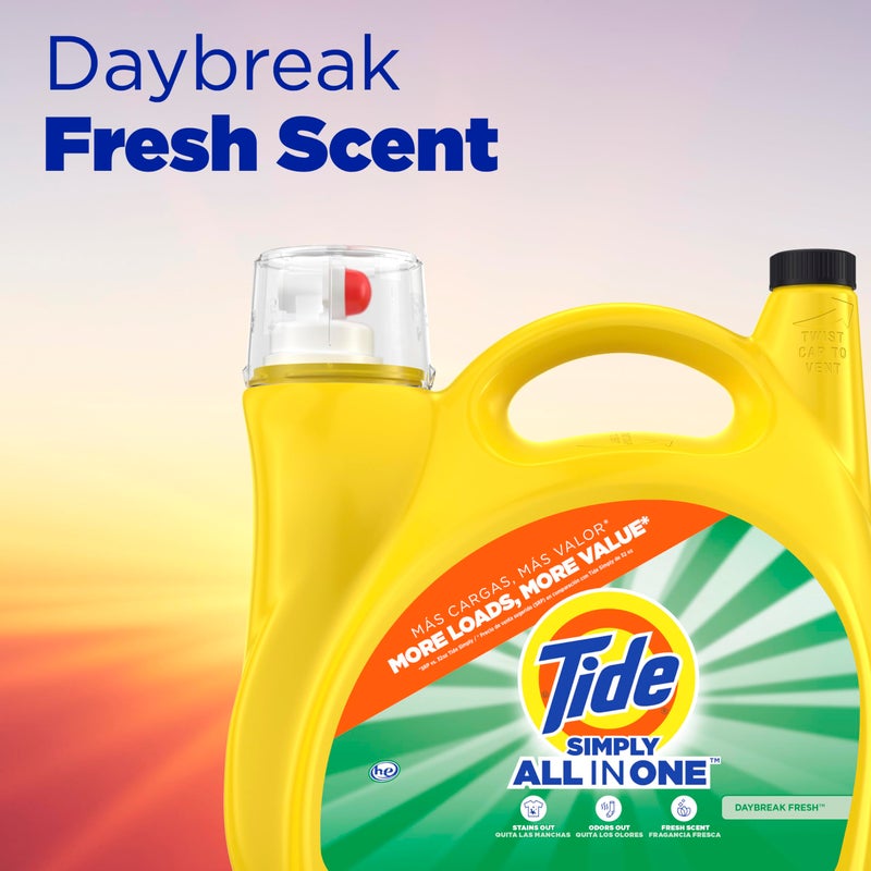 Tide Simply All-In-One Liquid Laundry Detergent, Daybreak Fresh Scent, 138 Loads, 182 fl oz - Image 4