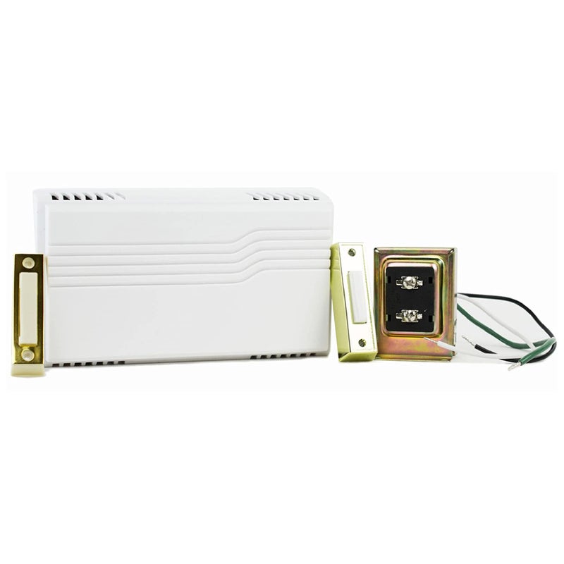 Newhouse Hardware Two Note Electric Door Bell Chime Kit with 16V/10 VA Transformer & Surface Mount Lighted Push Buttons, White - Image 1