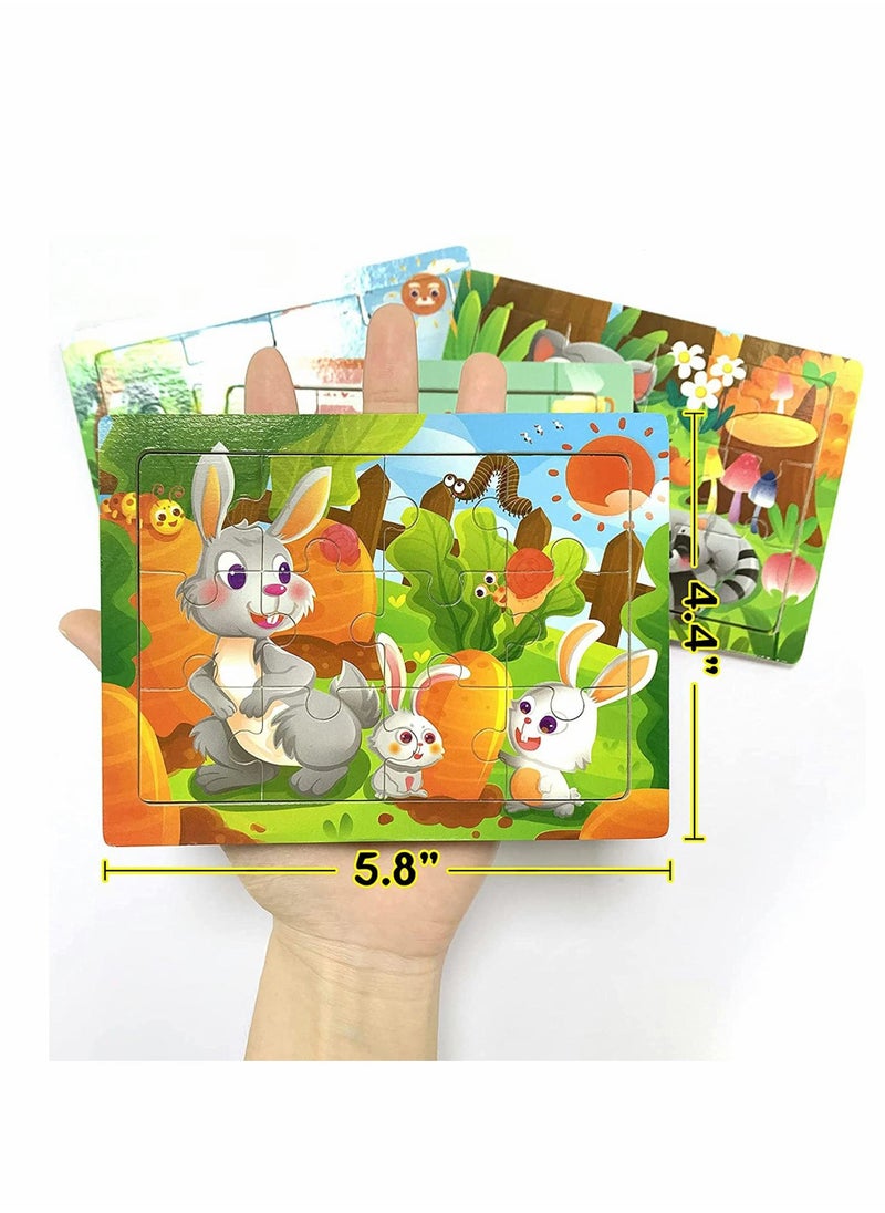 ألغاز خشبية للأطفال، ألعاب مونتيسوري، مجموعة 4 ألغاز حيوانات، ألعاب تعليمية لمرحلة ما قبل المدرسة، هدايا للأولاد والبنات، نشاط لتقوية الروابط الأسرية - Image 2