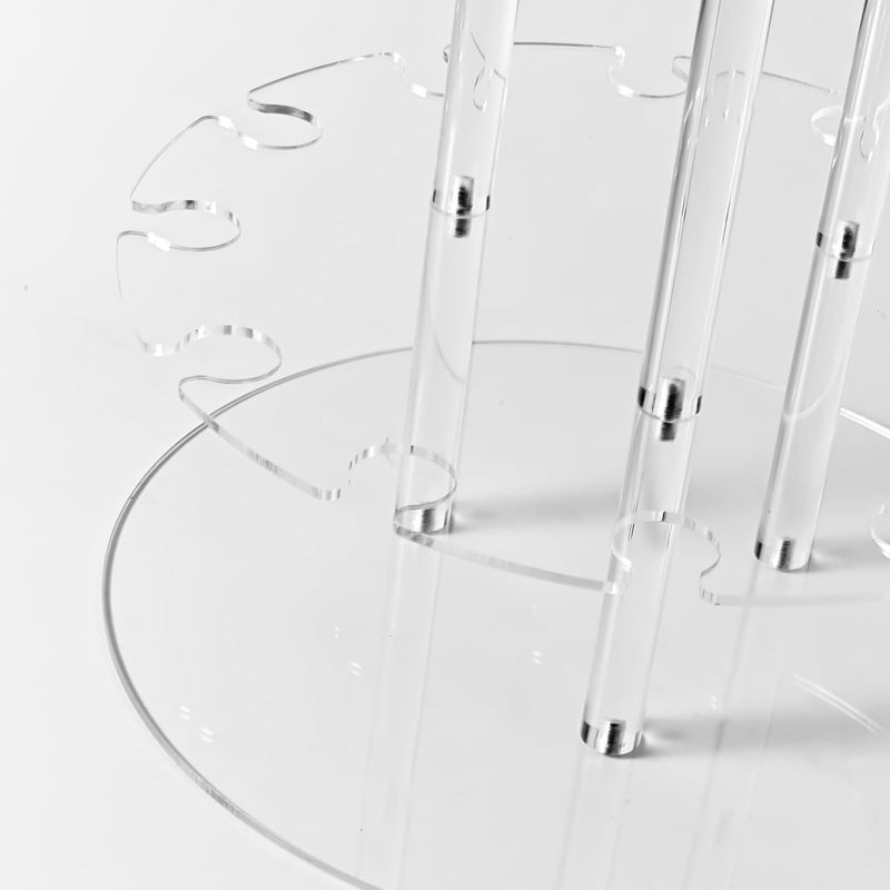 Laumffon Champagne Tower, Circle Acrylic Champagne Display Rack Stand with 28 Slots, 3 Tier Floating Sight Champagne Flute Holder for Party, Wedding, 13.4x13.4x25.5 inch - Image 5