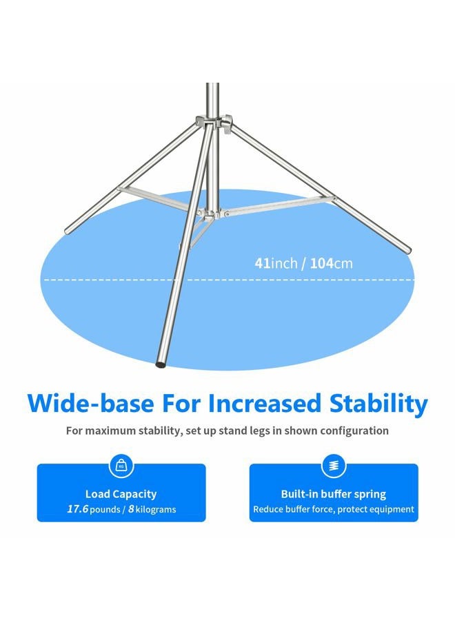 Neewer 118"/3m Stainless Steel Light Stand, Spring Cushioned Heavy Duty Photography Tripod Stand with 1/4” to 3/8” Universal Screw Adapter for Strobe, LED Video Light, Ring Light, Monolight, Softbox - Image 4
