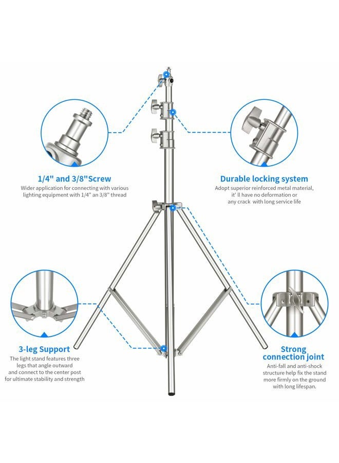 Neewer 118"/3m Stainless Steel Light Stand, Spring Cushioned Heavy Duty Photography Tripod Stand with 1/4” to 3/8” Universal Screw Adapter for Strobe, LED Video Light, Ring Light, Monolight, Softbox - Image 3