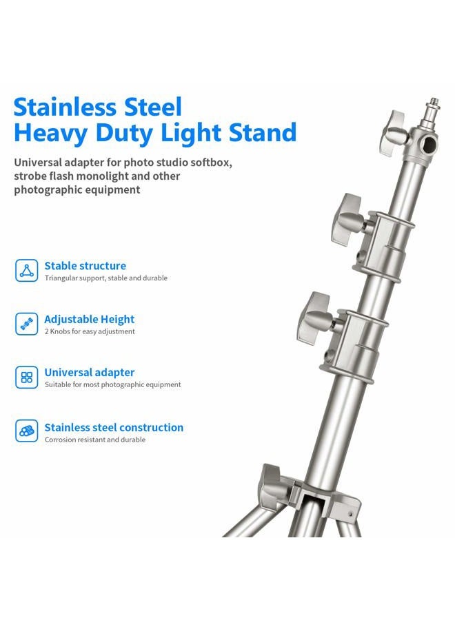 Neewer 118"/3m Stainless Steel Light Stand, Spring Cushioned Heavy Duty Photography Tripod Stand with 1/4” to 3/8” Universal Screw Adapter for Strobe, LED Video Light, Ring Light, Monolight, Softbox - Image 2