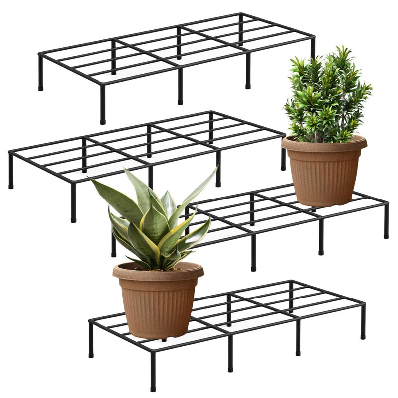 Zamia Black Metal Plant Stands for Home, Balcony & Outdoors | Pack of 4 | Stands for Decorations (Size- 24 Inch L & 8.5 Inch W) | Plant Stand For Living Room - Image 5