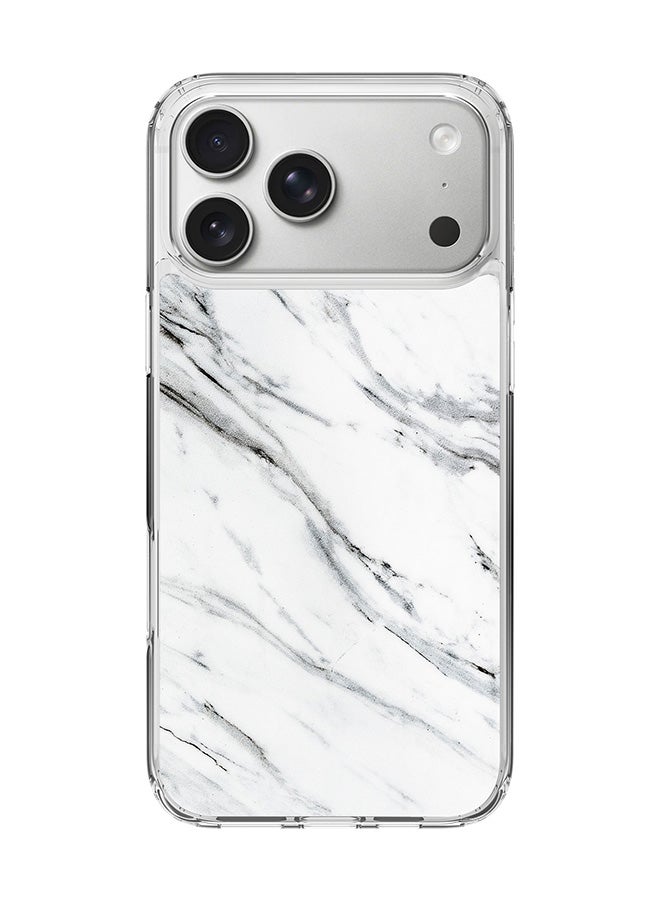 Stylizedd Classic Clear MagSafe Case for iPhone 17 Pro Max , Hybrid Soft Case Flexible Edges Anti Drop TPU PC Gel Thin Transparent Cover [ Designed for iPhone 17 Pro Max ] - Marble Print Grey White