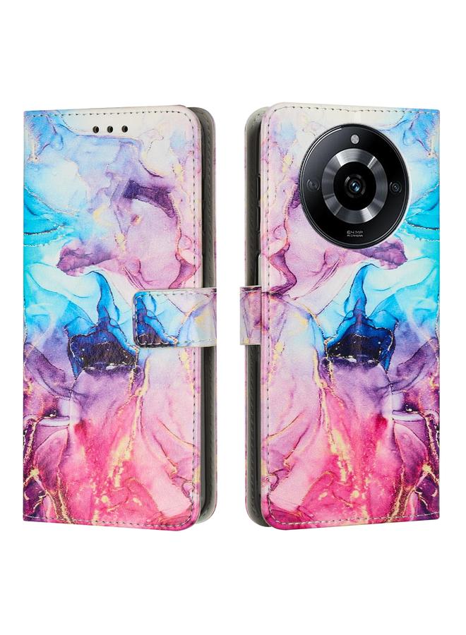 اس-توب جراب هاتف جلدي بنمط رخامي مطلي لهاتف Realme 11 Pro/11 Pro+ - Image 1