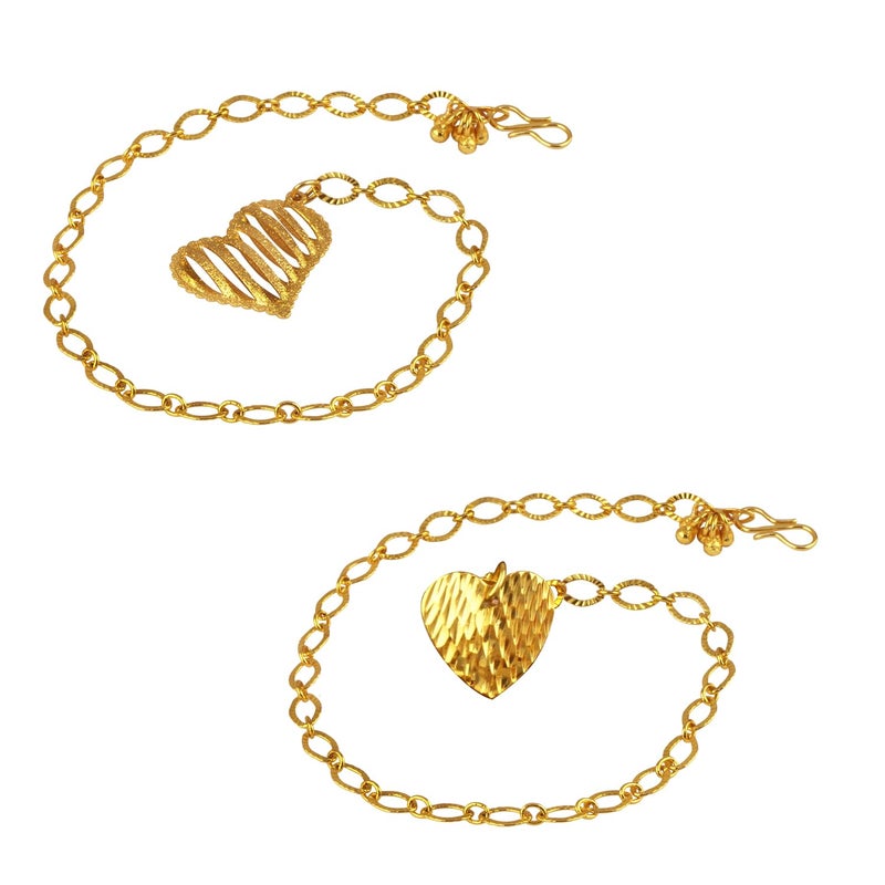 JFL JFL Unisex Adult - Jewellery for Less Combo of Gold Plated Heart Cut Work Pendant Adjustable Bracelets for Couple- Valentine  - Image 1