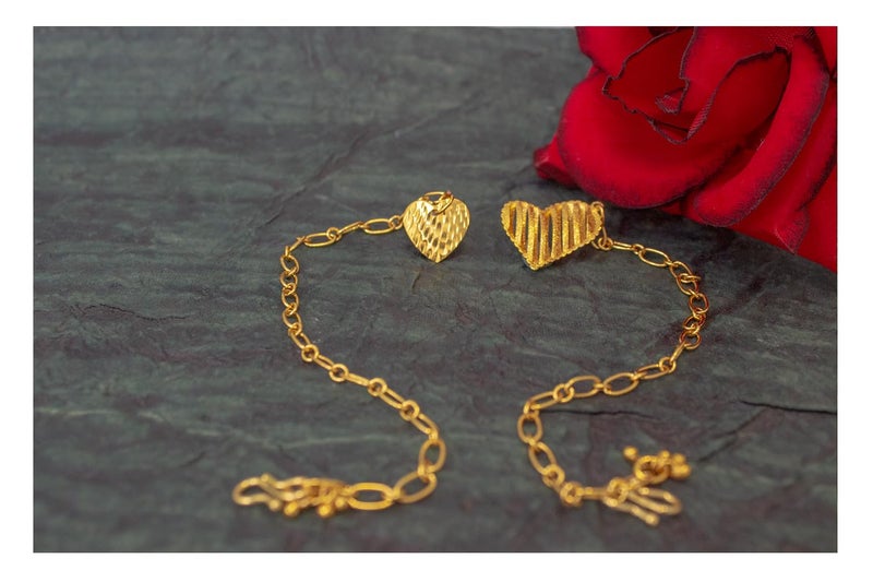 JFL JFL Unisex Adult - Jewellery for Less Combo of Gold Plated Heart Cut Work Pendant Adjustable Bracelets for Couple- Valentine  - Image 2