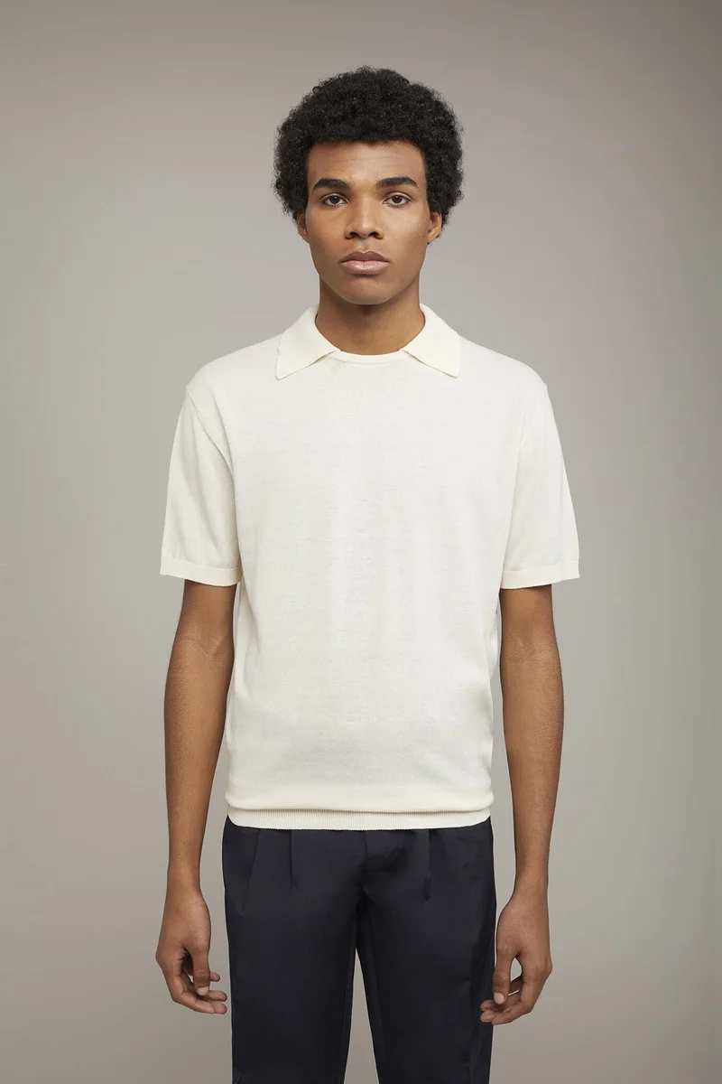Doppelganger Men's knitted polo 100% cotton - Off White