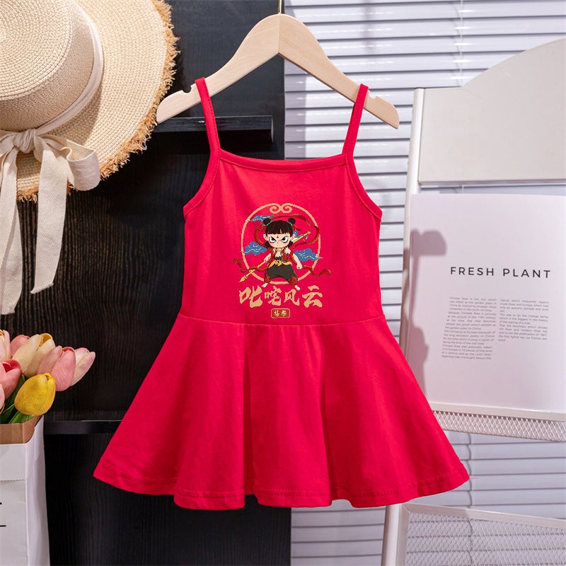 Children'S Clothing Girls' Summer Dresses Baby Girl Nezha Strap Dress Children'S Tank Dress - Image 2