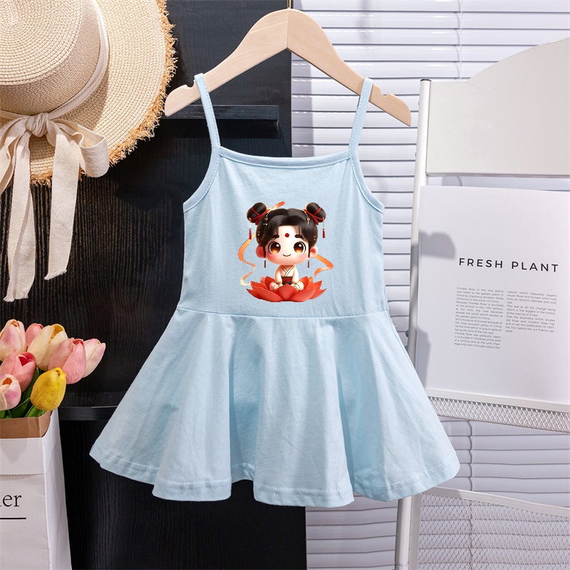 Children'S Clothing Girls' Summer Dresses Baby Girl Nezha Strap Dress Children'S Tank Dress - Image 1