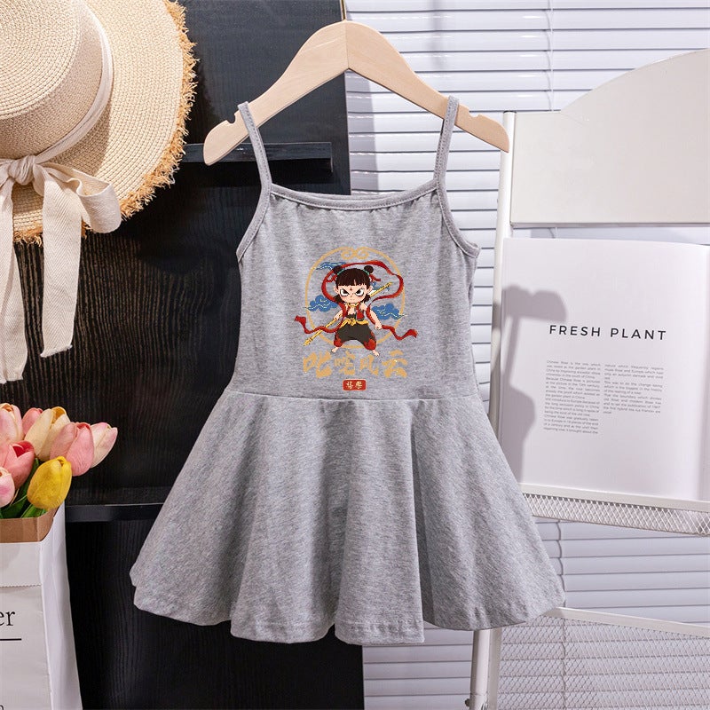 Children'S Clothing Girls' Summer Dresses Baby Girl Nezha Strap Dress Children'S Tank Dress - Image 4