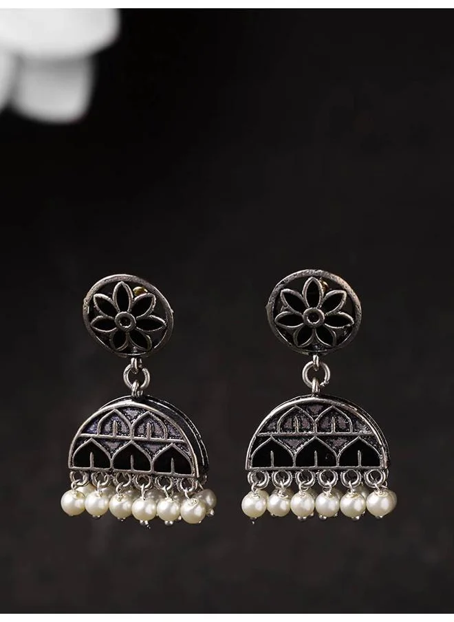VOYLLA Rangabati Floral Faux Pearls Earrings