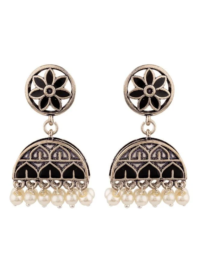 VOYLLA Rangabati Floral Faux Pearls Earrings