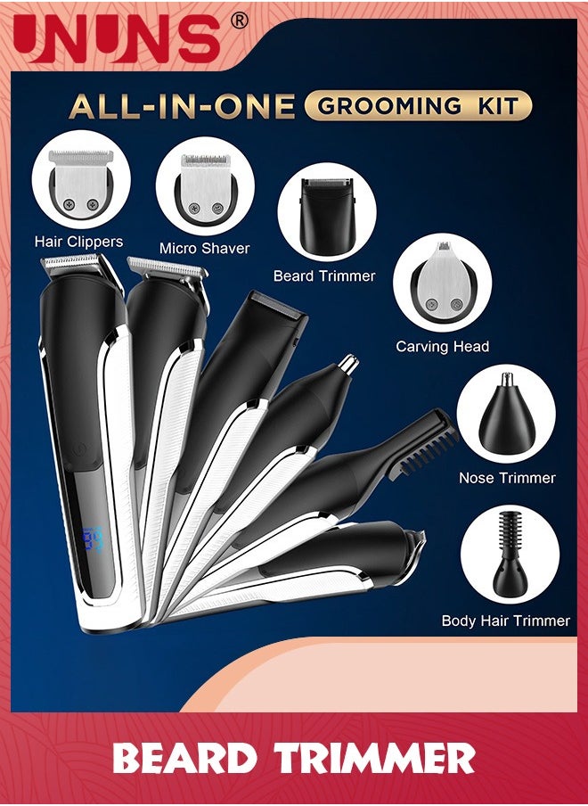 UNUNS Beard Trimmer For Men,Waterproof Electric Razor Hair Trimmer With Digital Display,Washable Hair Clippers For Beard,Mens Grooming Kit For Nose Mustache Body Facial Gifts For Men Father Husband  - Image 2