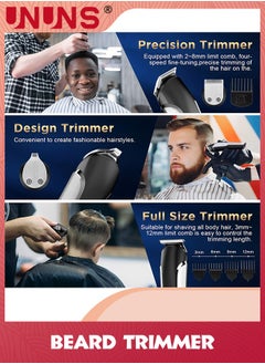 UNUNS Beard Trimmer For Men,Waterproof Electric Razor Hair Trimmer With Digital Display,Washable Hair Clippers For Beard,Mens Grooming Kit For Nose Mustache Body Facial Gifts For Men Father Husband  - Image 3