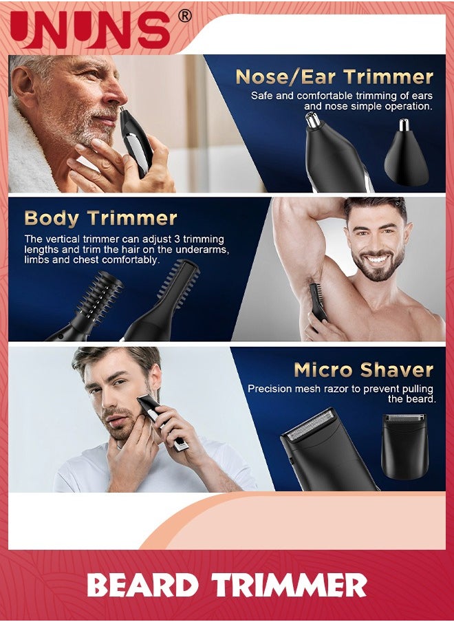 UNUNS Beard Trimmer For Men,Waterproof Electric Razor Hair Trimmer With Digital Display,Washable Hair Clippers For Beard,Mens Grooming Kit For Nose Mustache Body Facial Gifts For Men Father Husband  - Image 4