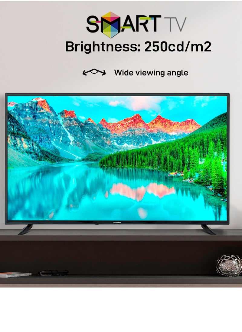 GEEPAS - 50" Smart Ultra HD LED TV With 4K Resolution, Android 14 , Frameless Design, HQ Sound / Multiple HDMI & USB Ports, Progressive Scan, Full Color Optimizer / Smart Features with Netflix, YouTube, and More - Image 1