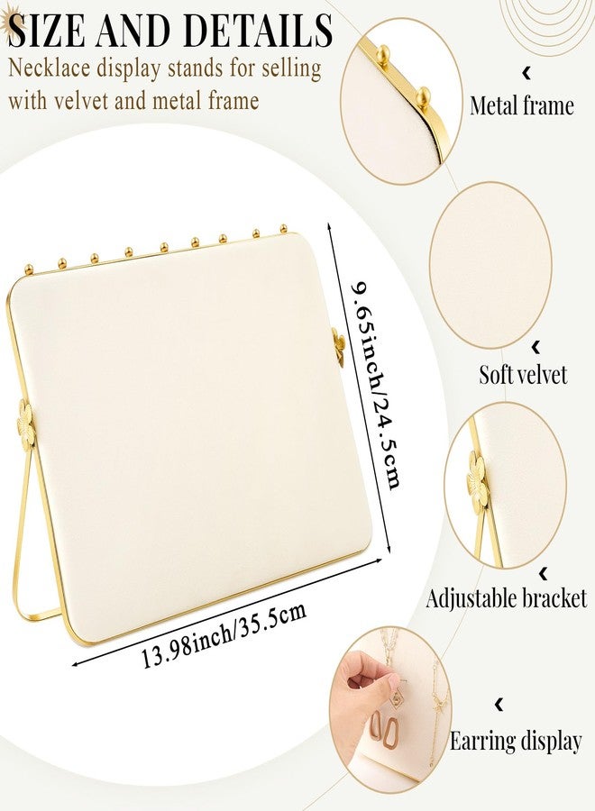 Colingmill 2 Pack Necklace Display Stand for Vendors 14 x 9.7 Inch Large Velvet Necklace Display Stand Double-sided Chain Holder Beige Grey Chain Jewelry Holder for Selling Craft Show Exhibidores - Image 2