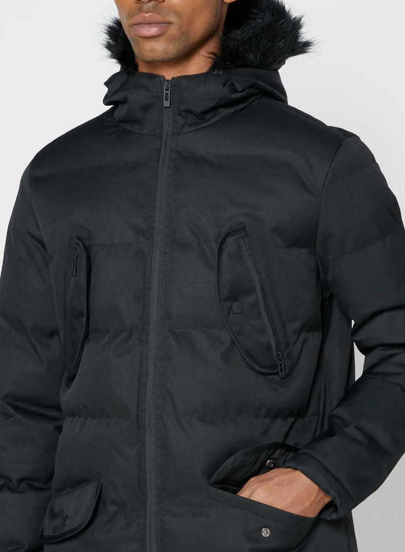 BRAVE SOUL Parka Jacket with Faux Fur