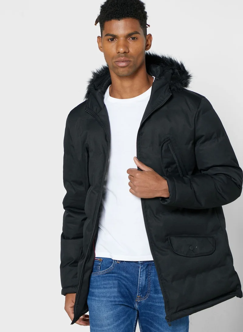 BRAVE SOUL Parka Jacket with Faux Fur