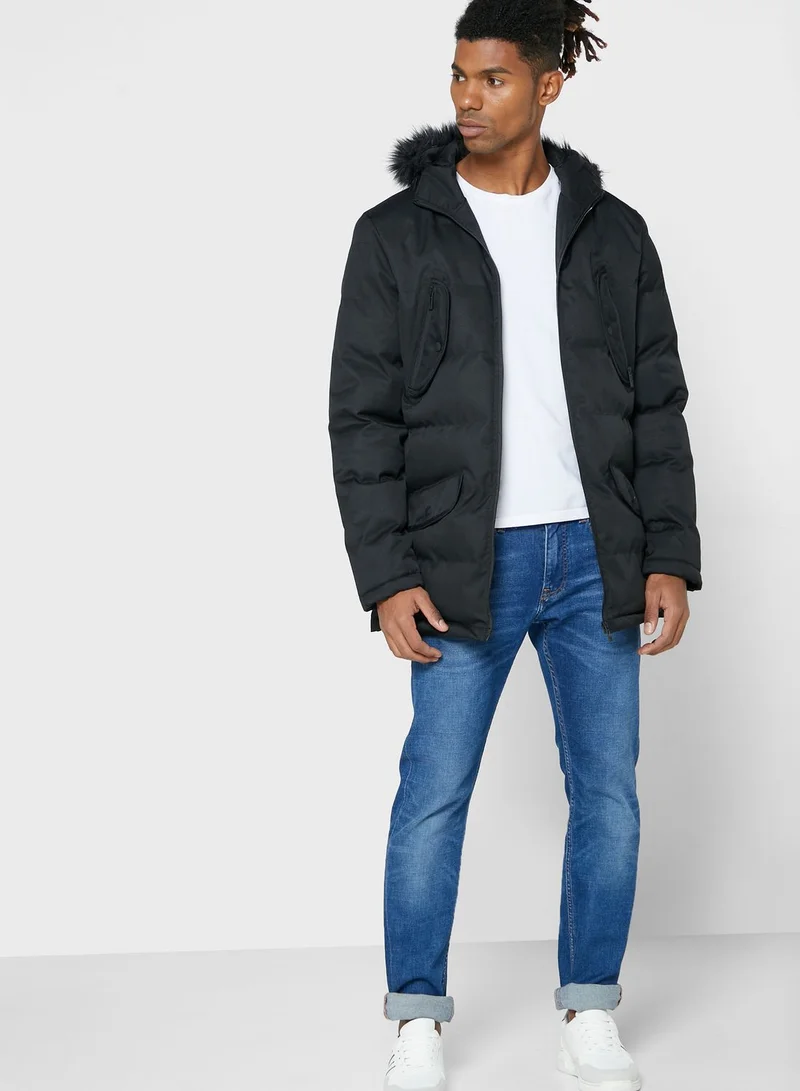 BRAVE SOUL Parka Jacket with Faux Fur
