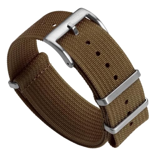WatchGecko Ridge Military Nylon Watch Strap. Brown 24mm. Rugged, Quick-Drying and Secure Replacement Wristwatch Strap for Outdoor Activities. - Image 1