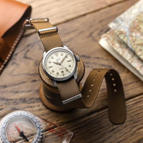 WatchGecko Ridge Military Nylon Watch Strap. Brown 24mm. Rugged, Quick-Drying and Secure Replacement Wristwatch Strap for Outdoor Activities. - Image 2
