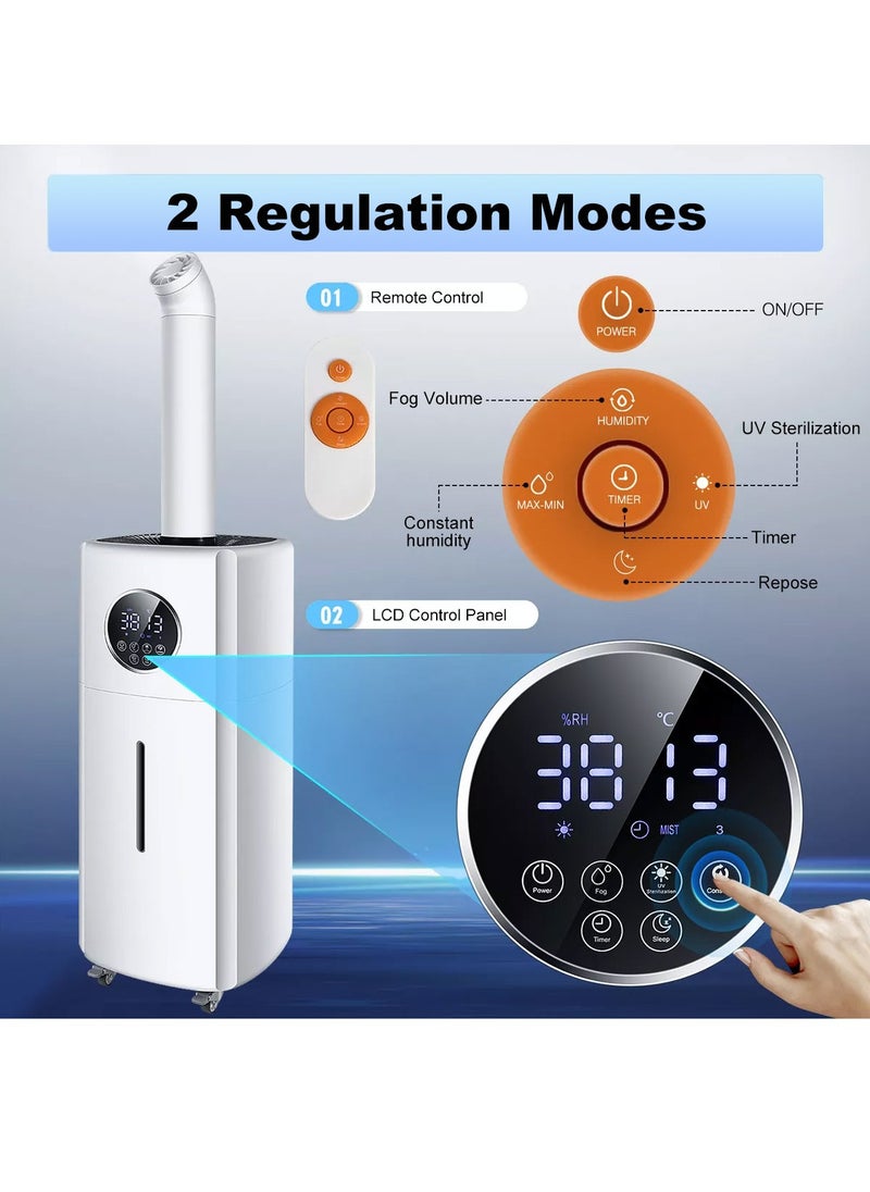 ET-LIFE - 21L 3-Speeds Humidifier for Larger Room Humidifier, Auto Shut-Off Cool Mist Top Fill Humidifier with 360° Dual Nozzle 110W BE-J001 White - Image 1
