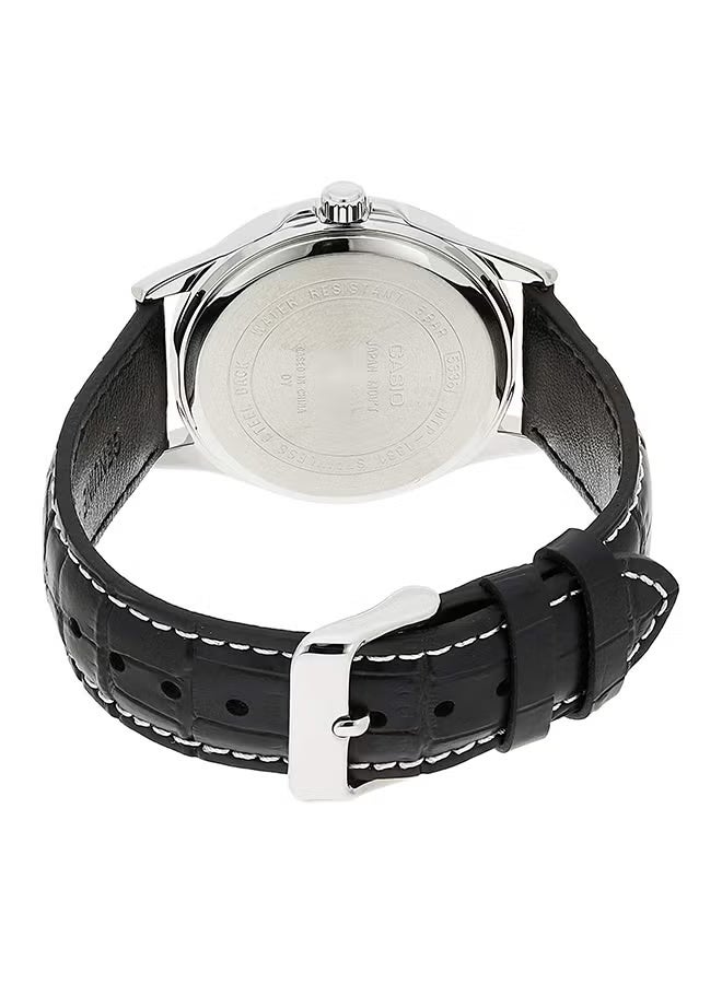 كاسيو ساعة كاسيو MTP-1381L-1AVDF للرجال بسوار جلدي - مينا أسود، حركة كوارتز تناظرية، عرض اليوم والتاريخ، هيكل من الفولاذ المقاوم للصدأ، مقاومة للماء، ساعة يد كلاسيكية عملية وغير رسمية - Image 4