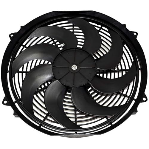 A-Team Performance Radiator Electric Cooling Fan 16 inch 12V Wide Curved 16" 8 Blades Thermostat Kit 3000 CFM Reversible Push or Pull with Mounting Kit - Radiator Fan - Image 2