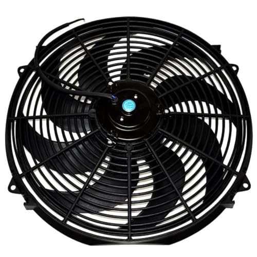 A-Team Performance Radiator Electric Cooling Fan 16 inch 12V Wide Curved 16" 8 Blades Thermostat Kit 3000 CFM Reversible Push or Pull with Mounting Kit - Radiator Fan - Image 1