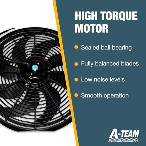 A-Team Performance Radiator Electric Cooling Fan 16 inch 12V Wide Curved 16" 8 Blades Thermostat Kit 3000 CFM Reversible Push or Pull with Mounting Kit - Radiator Fan - Image 5