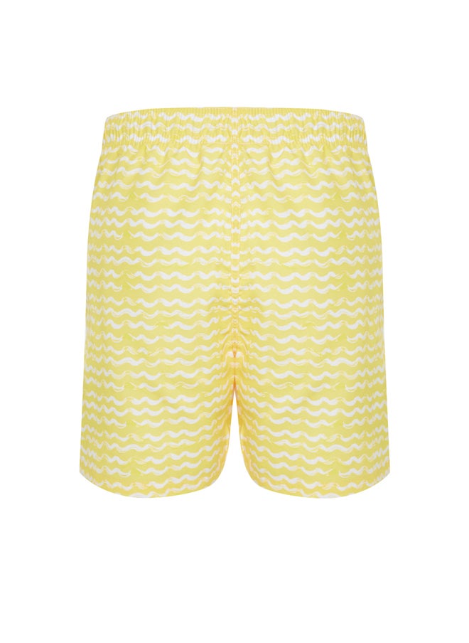 trendyol - Yellow Standard Size Geometric Print Swim Shorts TMNSS24DS00027 - Image 1