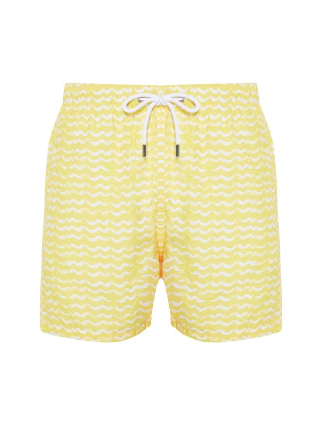 trendyol - Yellow Standard Size Geometric Print Swim Shorts TMNSS24DS00027 - Image 1