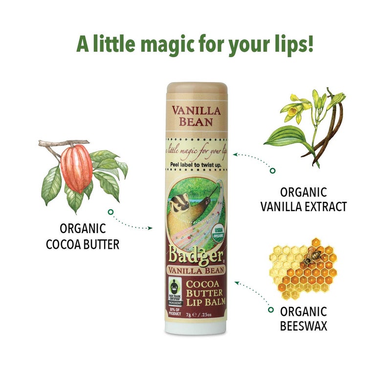 Badger - Cocoa Butter Lip Balm, Creamy Cocoa, Certified Organic Lip Balm, Fair Trade, Natural Lip Balm, Lip Butter, Lip Balm Cocoa Butter, Cocoa Care Lip Balm, 0.25 oz - Image 5