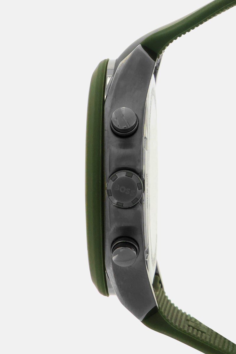 BOSS Men Velocity 1514060 Silicone Watch 44mm, Olive - Image 4