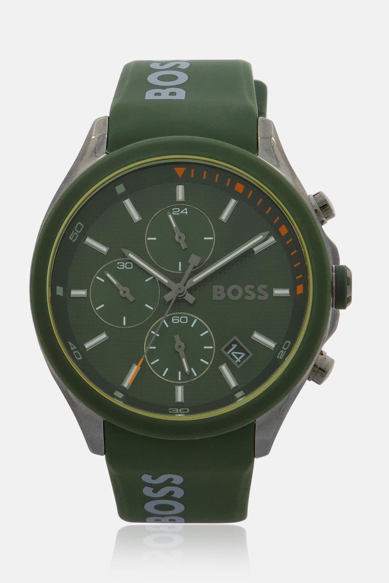BOSS Men Velocity 1514060 Silicone Watch 44mm, Olive - Image 1