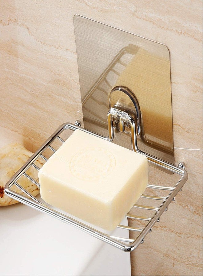 XELYTON Soap Dish Holder Self Adhesive Wall Mounted Soap Sponge Holder Stainless Steel Storage Saver Rack for Home Kitchen Bathroom Shower (2) - Image 2