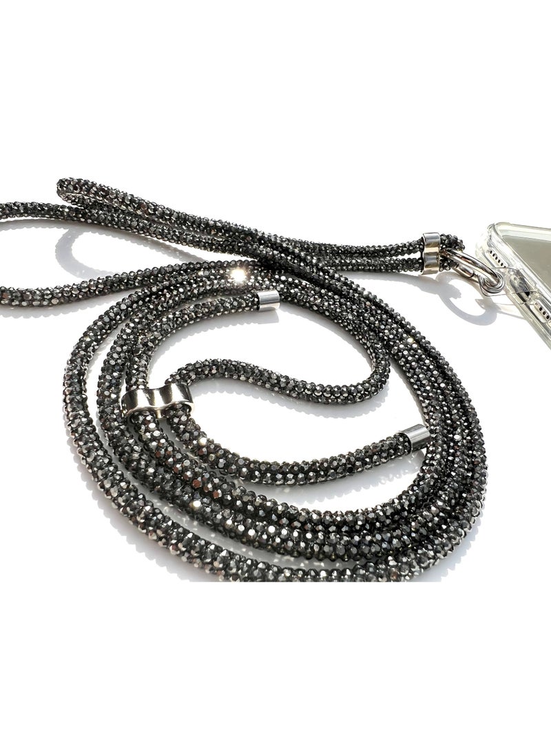 Universal Phone Lanyard Crossbody, Rhinestone Cell Phone Chain Anti-Theft with 1× Shiny Phone Strap, 1× Pad for Most Smartphones, Diamond Phone Neck Holder for Women - Image 3