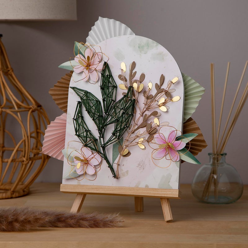 Craft Crush طقم فن الحبال الحرفي - نشاط تصميم داخلي زهور DIY للمراهقين والبالغين - طقم فن الحبال الكامل مع خيوط التطريز، قماش فوم، دبابيس معدنية، حامل خشبي - للأعمار 13 وما فوق - Image 5