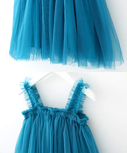 BGFKS Layered Tulle Tutu Dress for Toddler Girls,Baby Girl Rainbow Tutu Princess Skirt Set with Flower Headband.(Blue,12 Months) - Image 4
