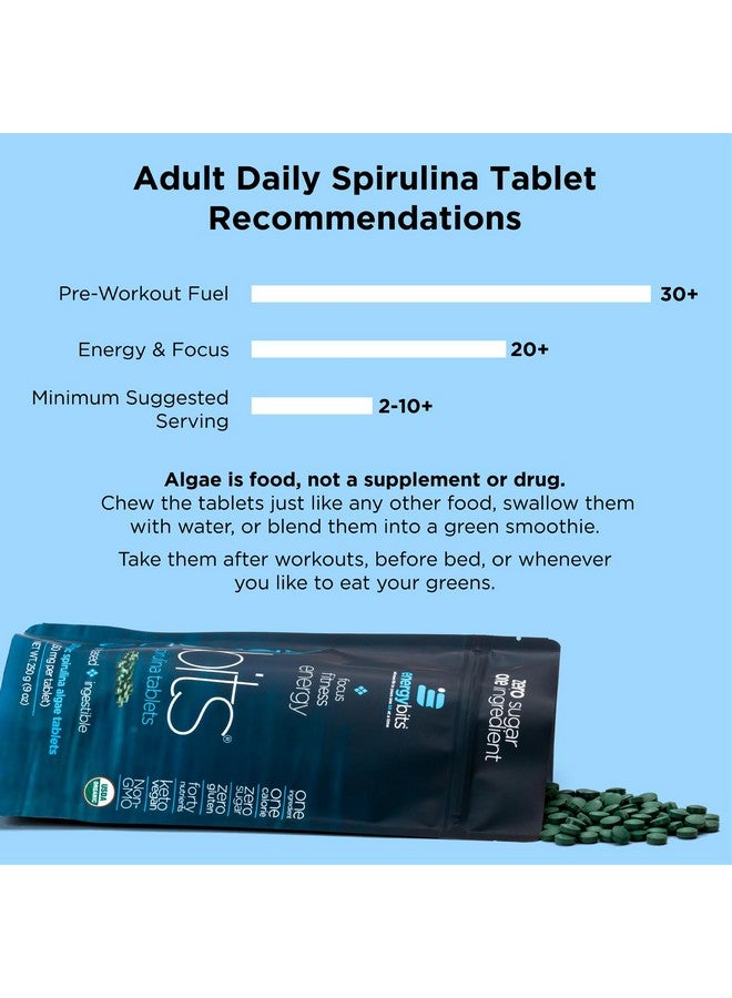 ENERGYBITS - Organic Spirulina Tablets - Plant-Based Algae Superfood - for Focus, Fitness, Energy - Plant Protein - Gluten Free - Collagen, Vitamin B12, Omega 3 - Keto & Vegan - 60 Algae Tablets - Image 4