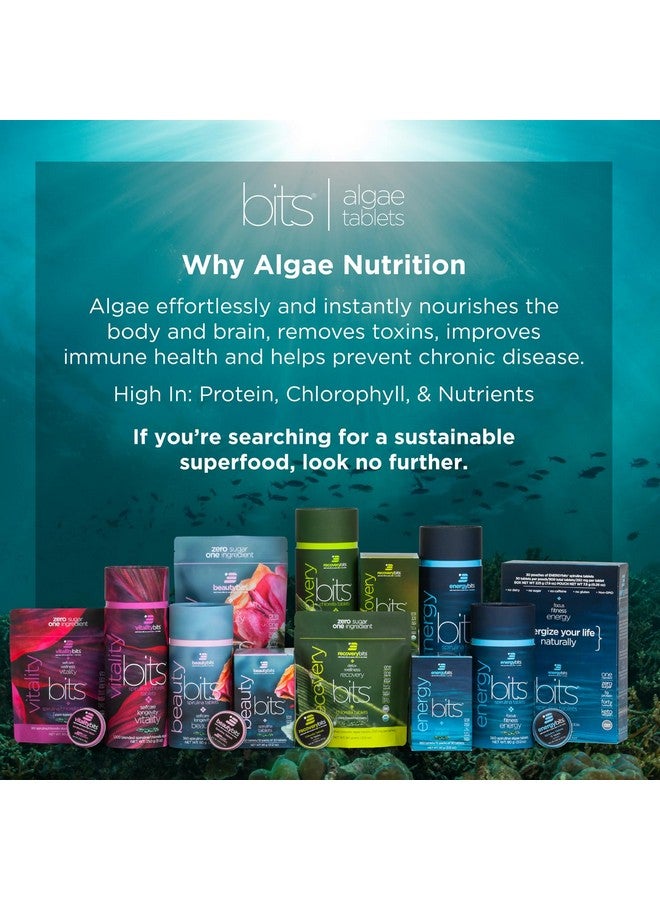 ENERGYBITS - Organic Spirulina Tablets - Plant-Based Algae Superfood - for Focus, Fitness, Energy - Plant Protein - Gluten Free - Collagen, Vitamin B12, Omega 3 - Keto & Vegan - 60 Algae Tablets - Image 1