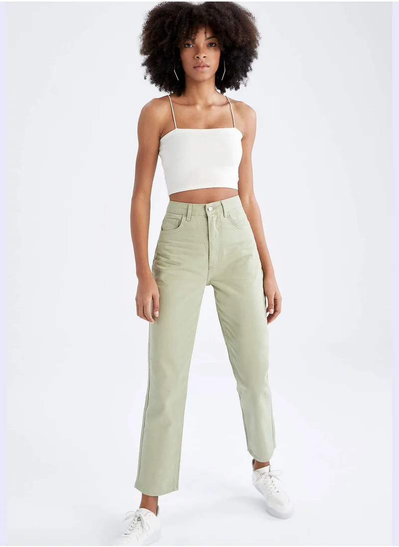 DeFacto Ankle Length High Waist Straight Cut Trousers